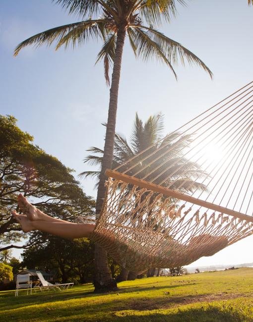 Enjoying sunny weather from a hammock in Kauai