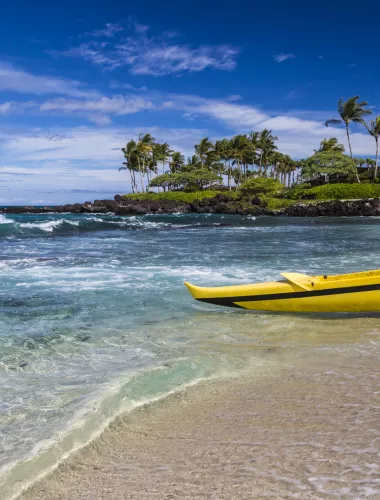 Kayak on the beach on Island of Hawaii