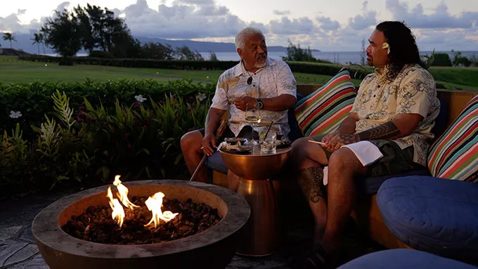 Clifford Nae'ole talking at firepit