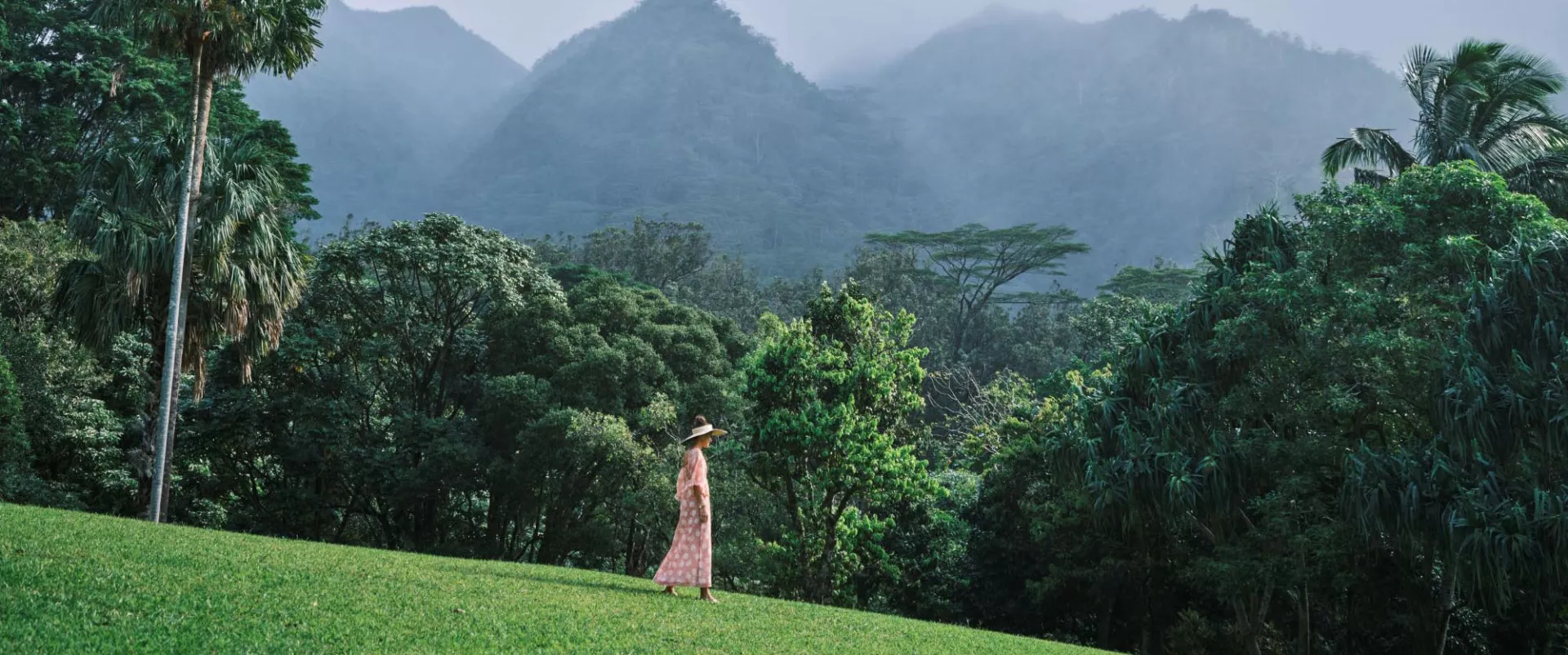 Woman in grassy area Hawaiian Islands