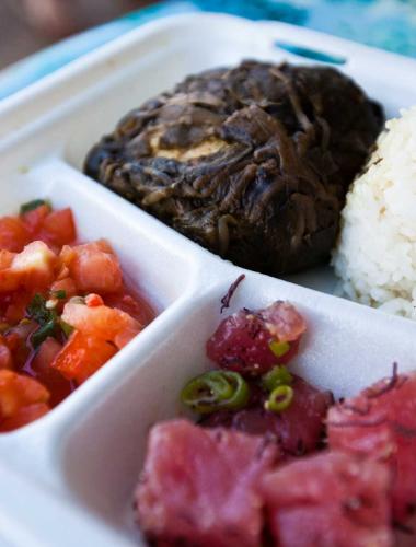 Plate lunches are a local dining favorite in Kauai