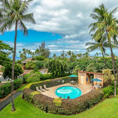 Drone view over Maui Vista pool to ocean