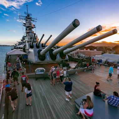 Battleship Missouri during Sunset