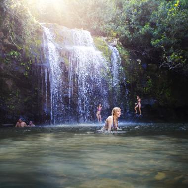 Takin' a dip on Kohala Waterfalls Adventure