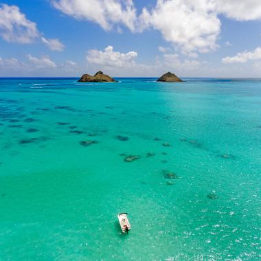 Lanikai Beach Rentals Airial image of our coast