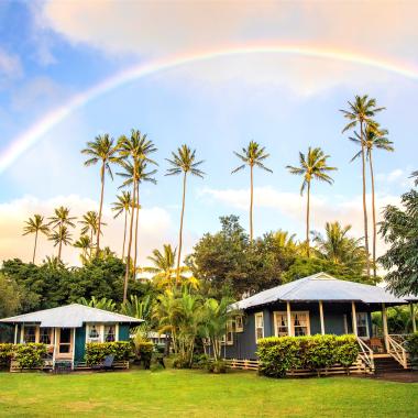 Rainbow Over Cottages