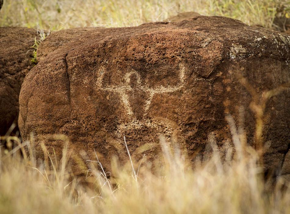 Petroglyph on a rock on Lanai