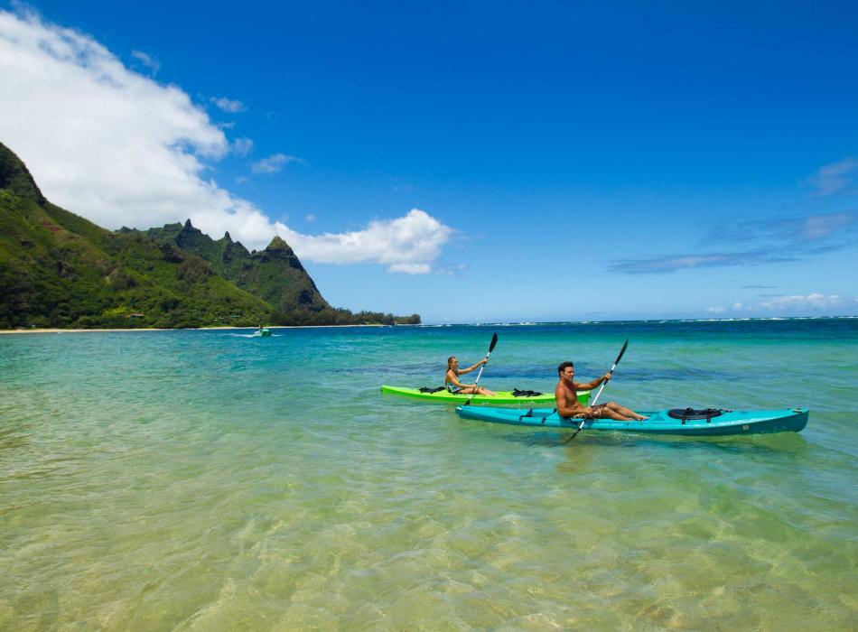 Kayaking on the beaches of Kauai